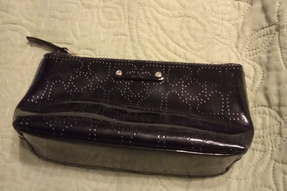 Kate Spade Black Spade Perforated Little Shiloh Metro Makeup Bag